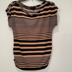 Mine Black and Tan Striped Blouse